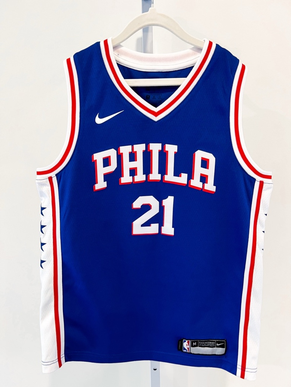NBA Nike Philadelphia 76ers Joel Embiid Blue Swingman Jersey Men’s Medium